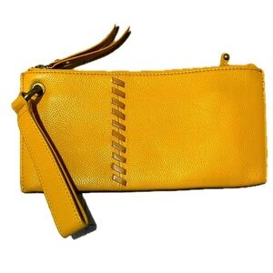RACHEL Rachel Roy Yellow Leather Wristlet Clutch